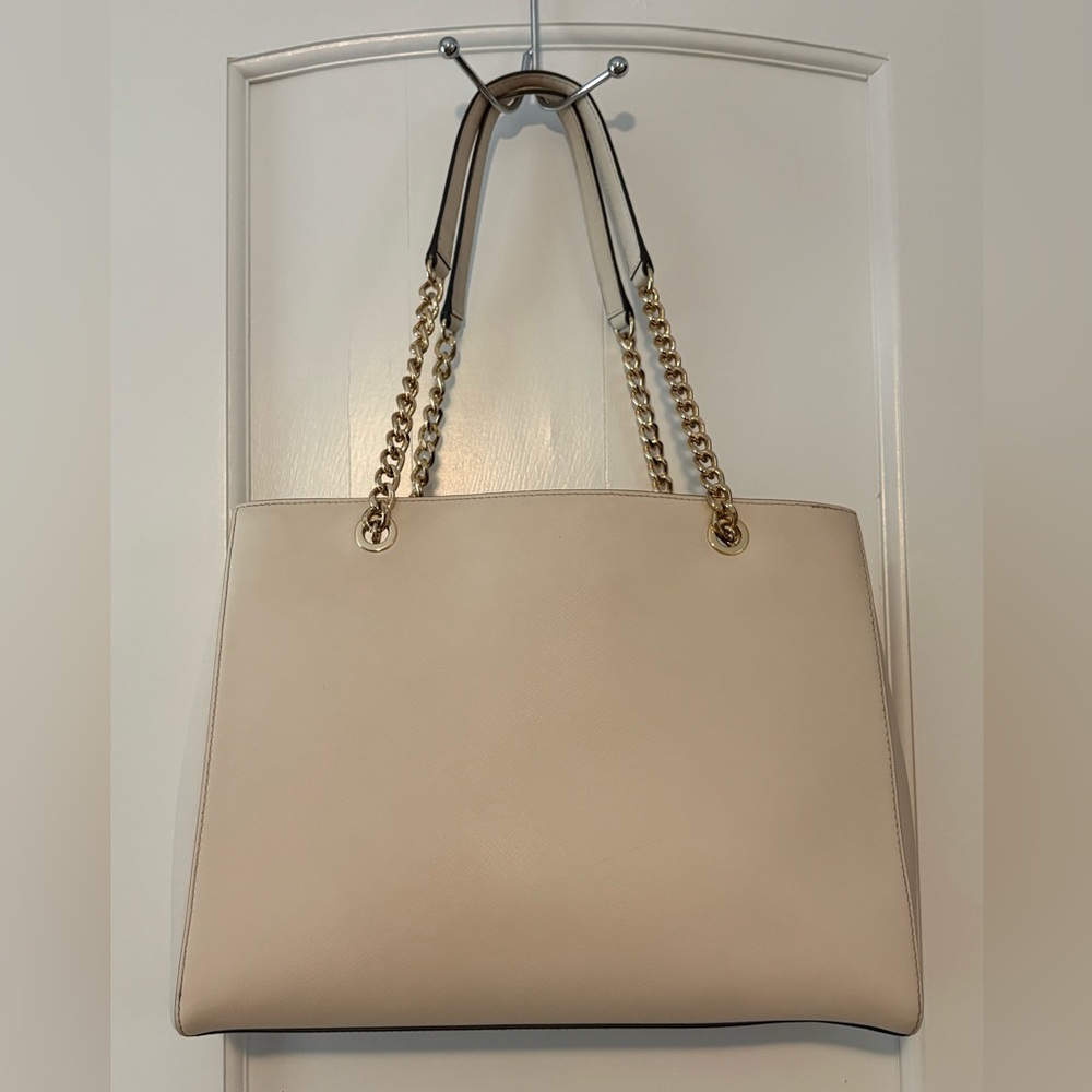 MICHAEL KORS light, beige Saffiano Leather Chain-Handle Tote - Picture 3 of 11